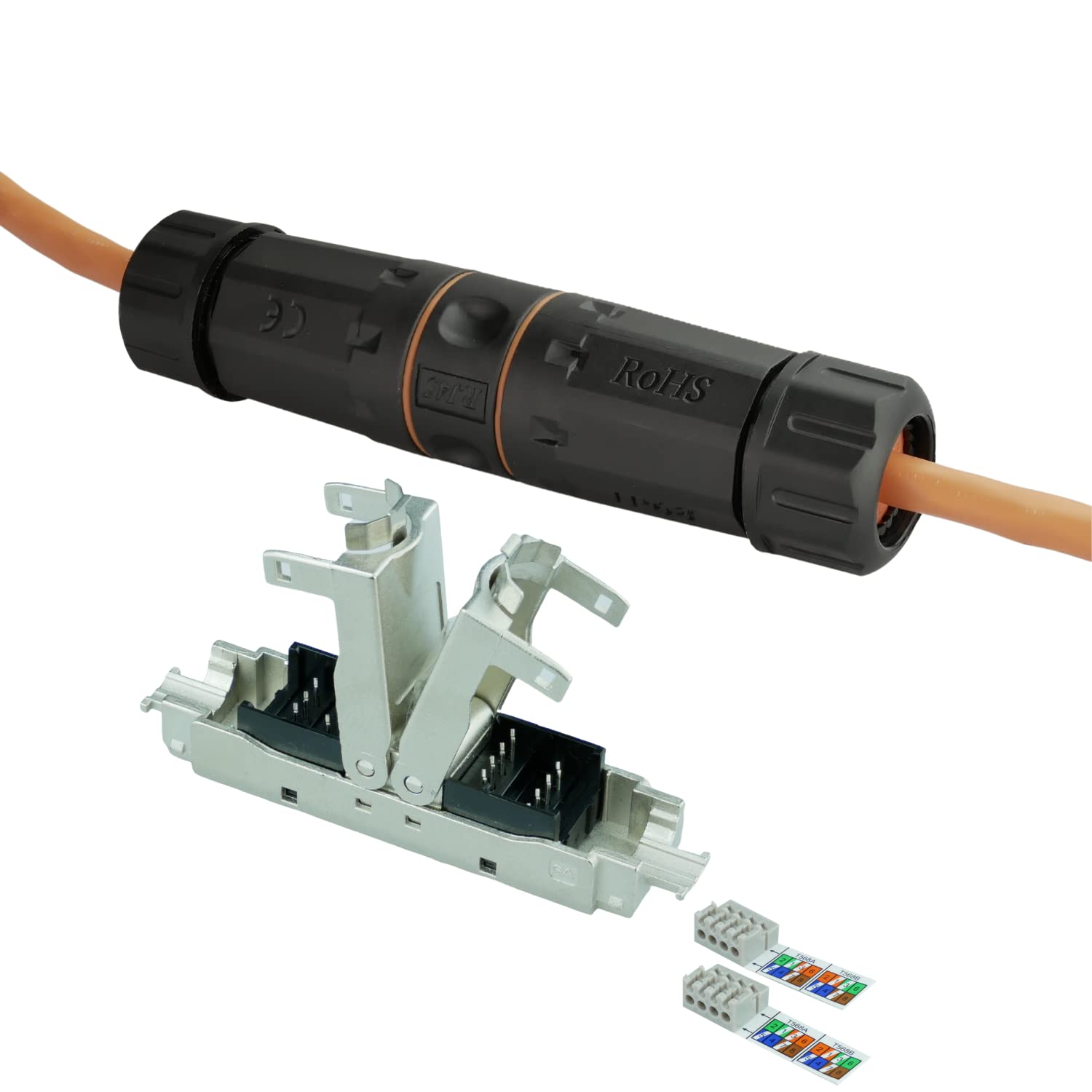 AIXONTEC 4x IP 68 CAT 6A Outdoor Netzwerkkabel Verbinder Cat.6A 10 Gigbit Wasserdicht Verbinder LSA Adapter Lan Netzwerkverbinder Koppler 1:1 Verlängerung Reaktivierung Kupplung Cat.7 Cat.8 Cat.6A