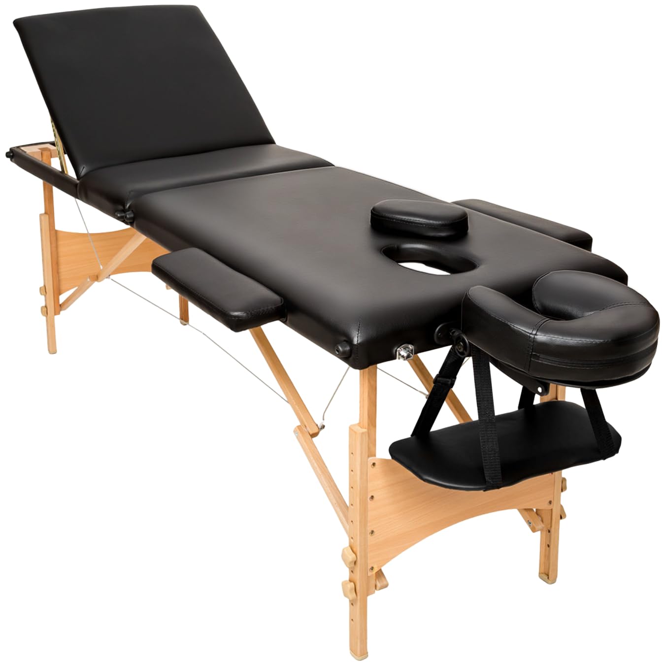 tectake® Camilla Masaje Plegable de Aluminio, Camilla Profesional para Fisioterapia, Quiromasaje, Tatoos, Reiki, Altura Ajustable, 3 Zonas, con Bolsa Transporte - Negro