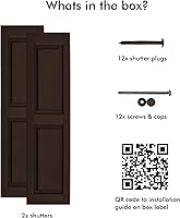 Vista 55 de Persianas de vinilo de panel elevado Pontiac Trail (1 par) 14.5"x31" - Negro Cosmos/Pintable Persianas de ventana exteriores Incluye hardware