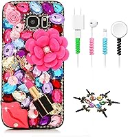 Vista 8 de STENES Sparkle Funda compatible con Samsung Galaxy J2 Prime – Elegante funda 3D hecha a mano con diseño musical de flores grandes con protector