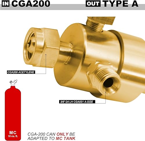Miniatura 2 de Conjunto regulador de acetileno oxígeno CGA540 y CGA200 Conexión de entrada 38-24 (tipo "A") Conexión de salida