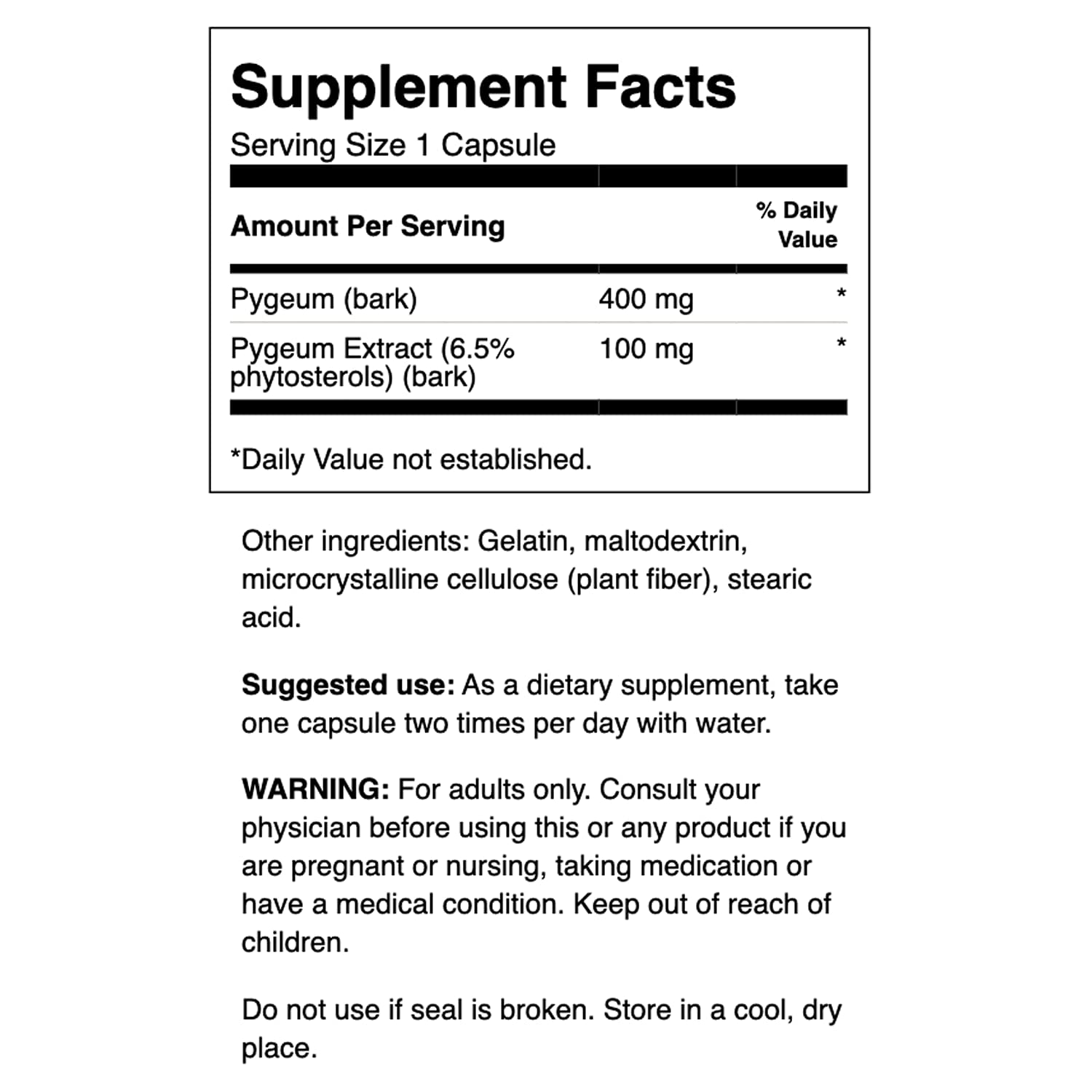 Swanson Pygeum 120 Capsules, 400 Mg Each Herbal