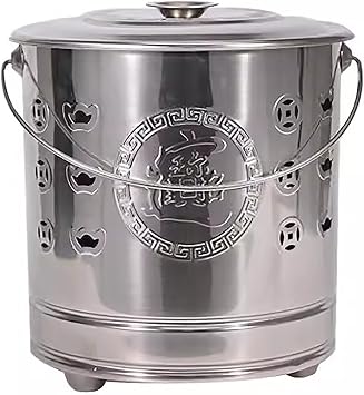 Stainless Steel incinerator, fire pit, Burn Barrel for Outside, with Lid and Handle, for Paper, Leaf, TrashLarge One Color Medium
