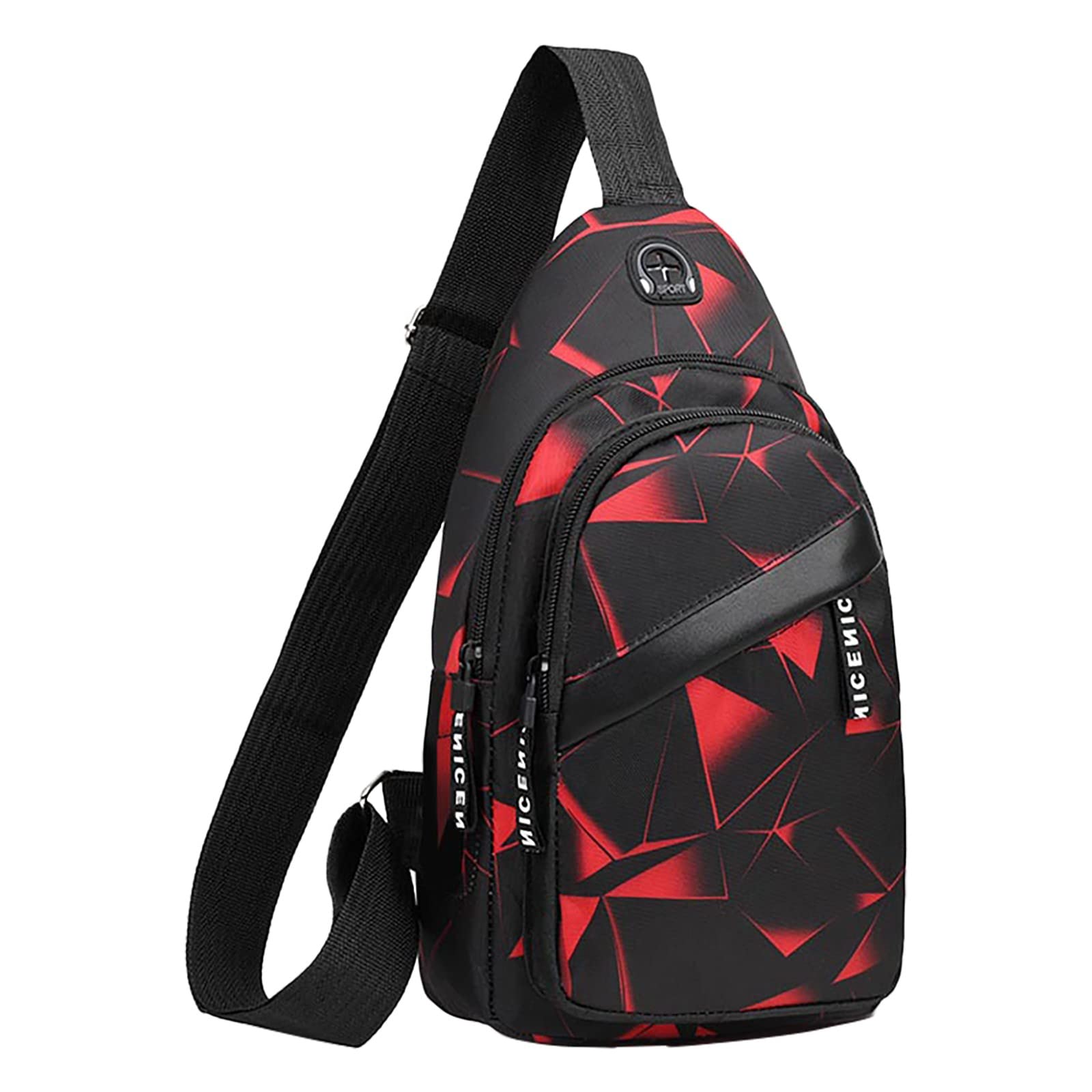 Hzling Unisex Red Over The Shoulder Bag Women 2022 Korean Version Chest Bag Men's Fashion Men's Messenger Bag Cloth Leisure Bag Canvas Small Backpack Black Shoulder Bag (, One Size)
