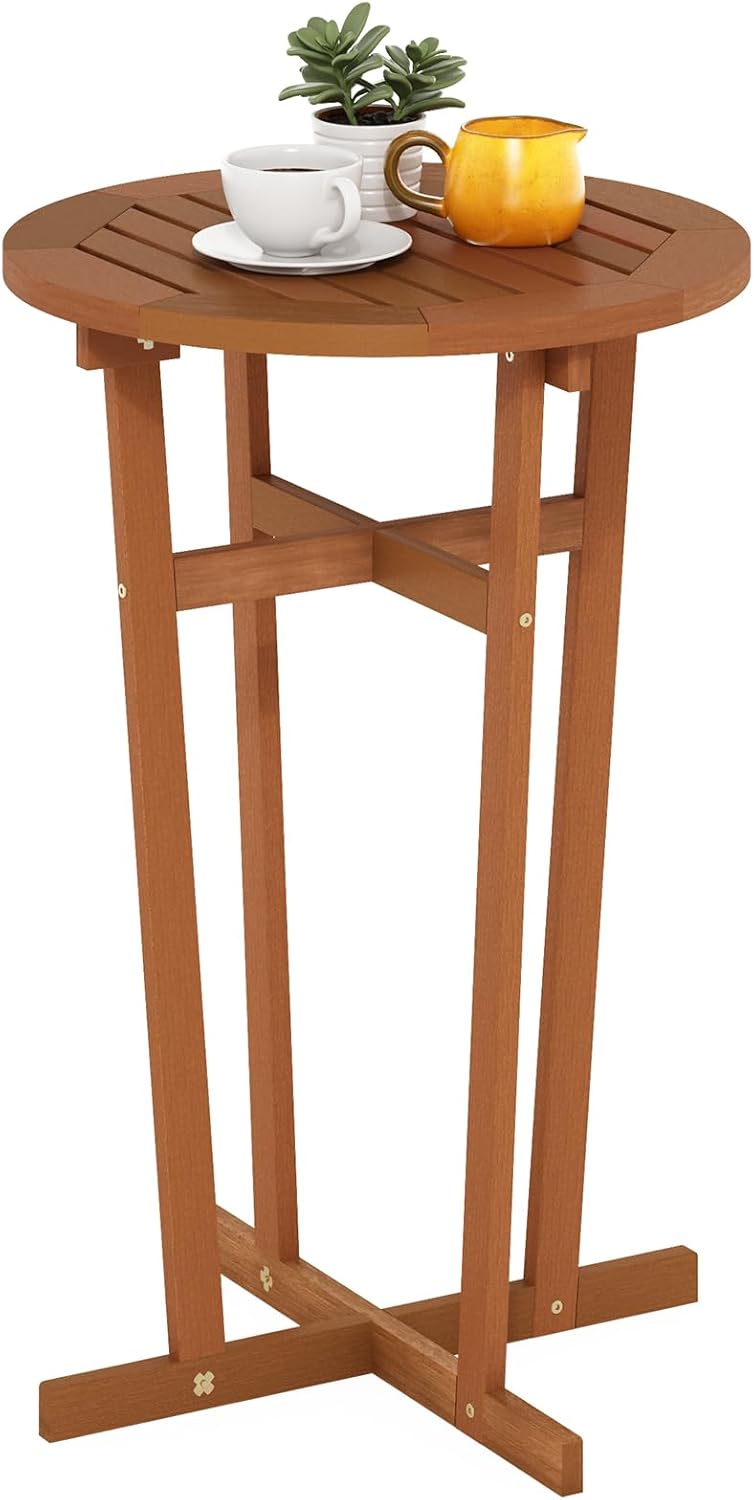 Furinno TIOMAN Patio Table, Outdoor Side Table, Patio Bar Table, Coffee Table in Teak Oil, for Patio, Garden, Porch, Natural