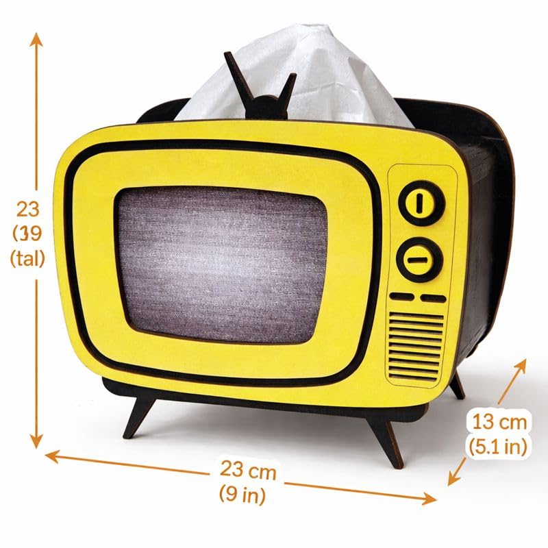 Image of Radio Wooden Tissue Box - Retro Tissue Holder for Home, Office & Car | Creative Wooden Napkin Dispenser | Decorative Tissue Case for Living Room & Bedroom (Retro TV Tissue Holder)