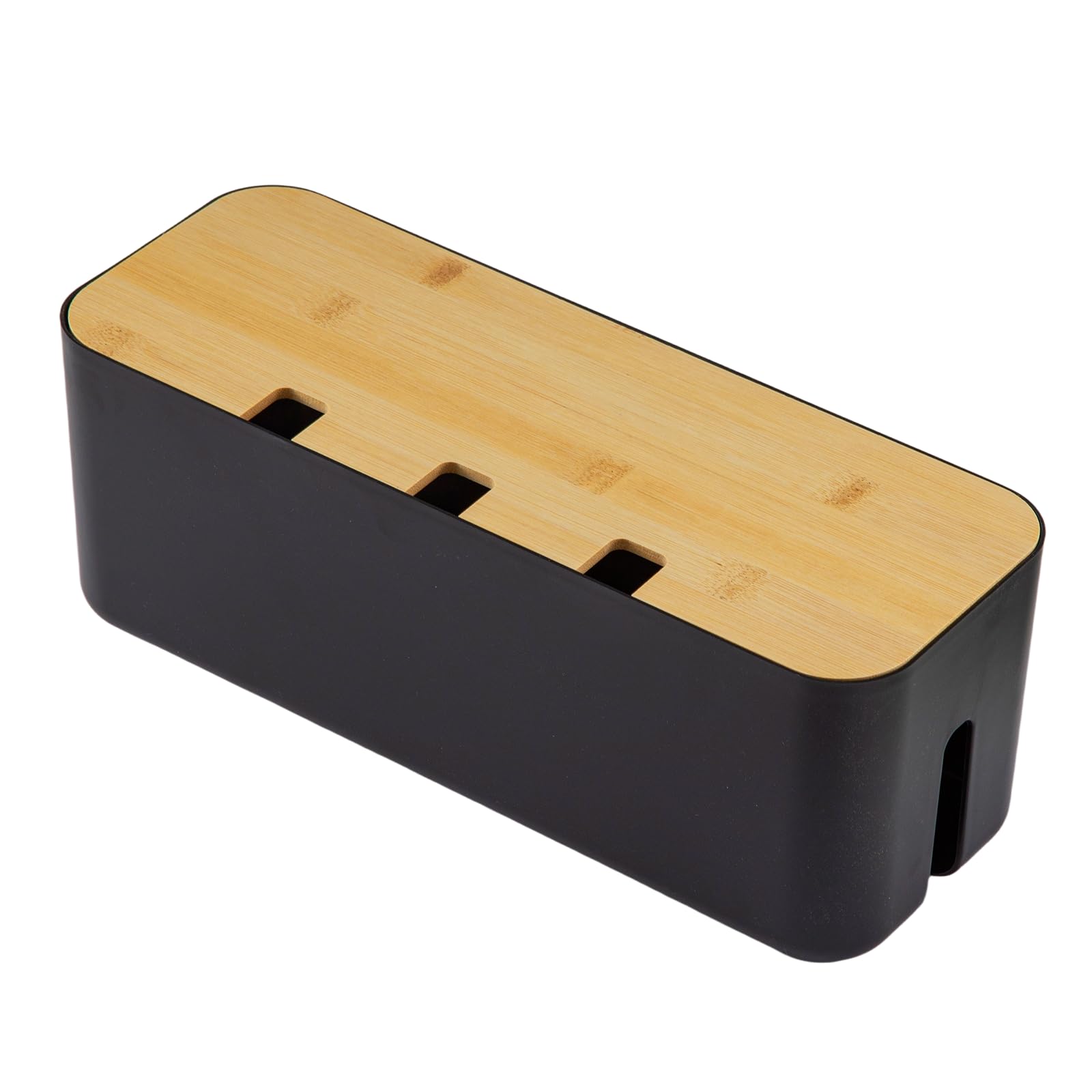 BLUE BAZAAR Cable Tidy Box Cord Organizer with Ventilated Lid, Cable Management Box to Hide Messy Wires for Desk, Home, Office, Extension Cord Hider (3 PCS Black, Three Hole)