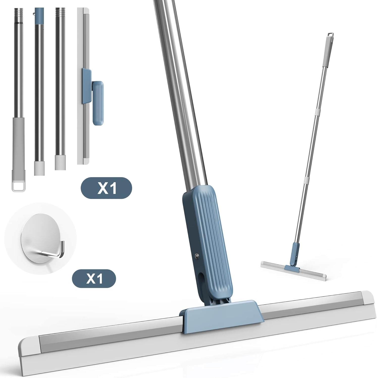 Multifunction Squeegee Sweeper with Broom Hook, Water Squeegee for Cleaning Quick Drying Water