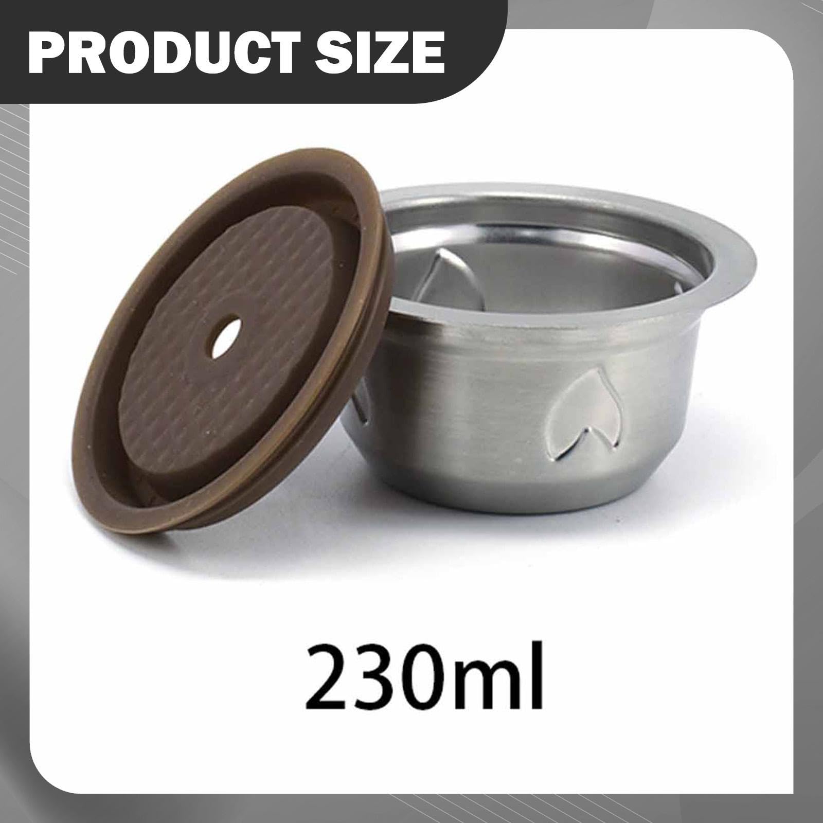 perfk Juego de cápsulas de café reutilizables, cápsula multiusos de acero inoxidable, taza de filtro de regalo, cápsulas de café rellenables, accesorios, 230 Ml