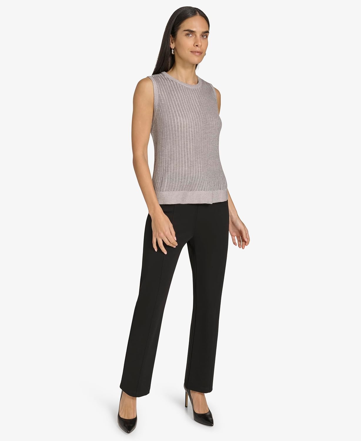 Calvin Klein Womens Sleeveless Round Neck Knit Sweater - Image 2