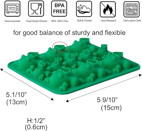 Miniatura 2 de Paquete de 4 moldes de silicona para rana de chocolate, molde extra grueso para barra de caramelo, molde de mantequilla de maní para resina