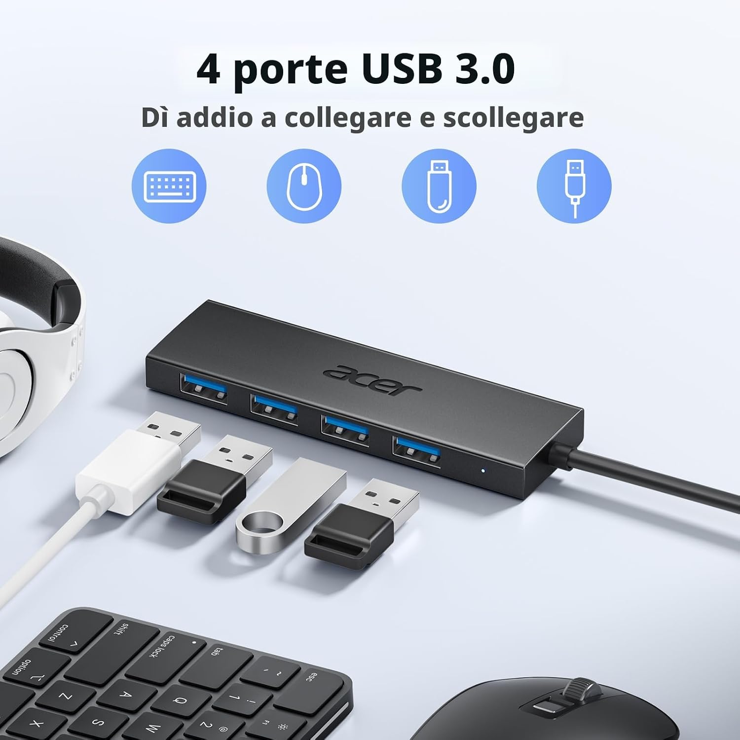 Hub USB C 3.0 con 5 porte - Hub USB - Immagine 1