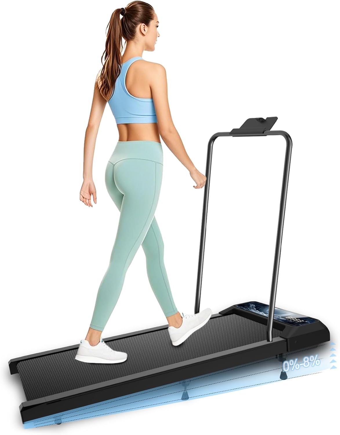 Walking Pad Treadmills with Handles,Under Desk Treadmills with Removable Handle 2.5HP for Home and Office, 270Lbs Capacity Walking Pad with APP &Remote Control, LED Display