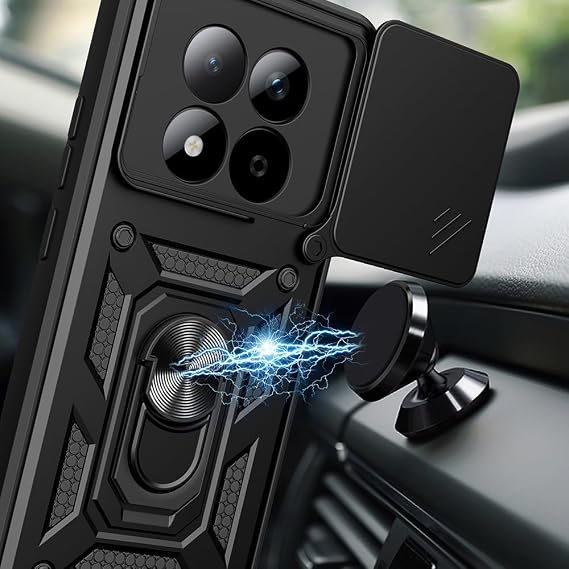 Spia Xiaomi Redmi Note 15 Pro ile Uyumlu Kılıf Sürgülü Siyah Panther Yüzüklü Silikon Orijinal (Xiaomi Redmi Note 15 Pro ile Uyumlu, Sürgülü Siyah)