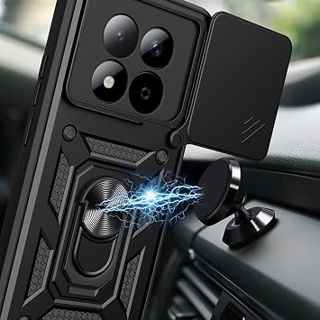 Spia Xiaomi Redmi Note 15 Pro ile Uyumlu Kılıf Sürgülü Siyah Panther Yüzüklü Silikon Orijinal (Xiaomi Redmi Note 15 Pro ile Uyumlu, Sürgülü Siyah)