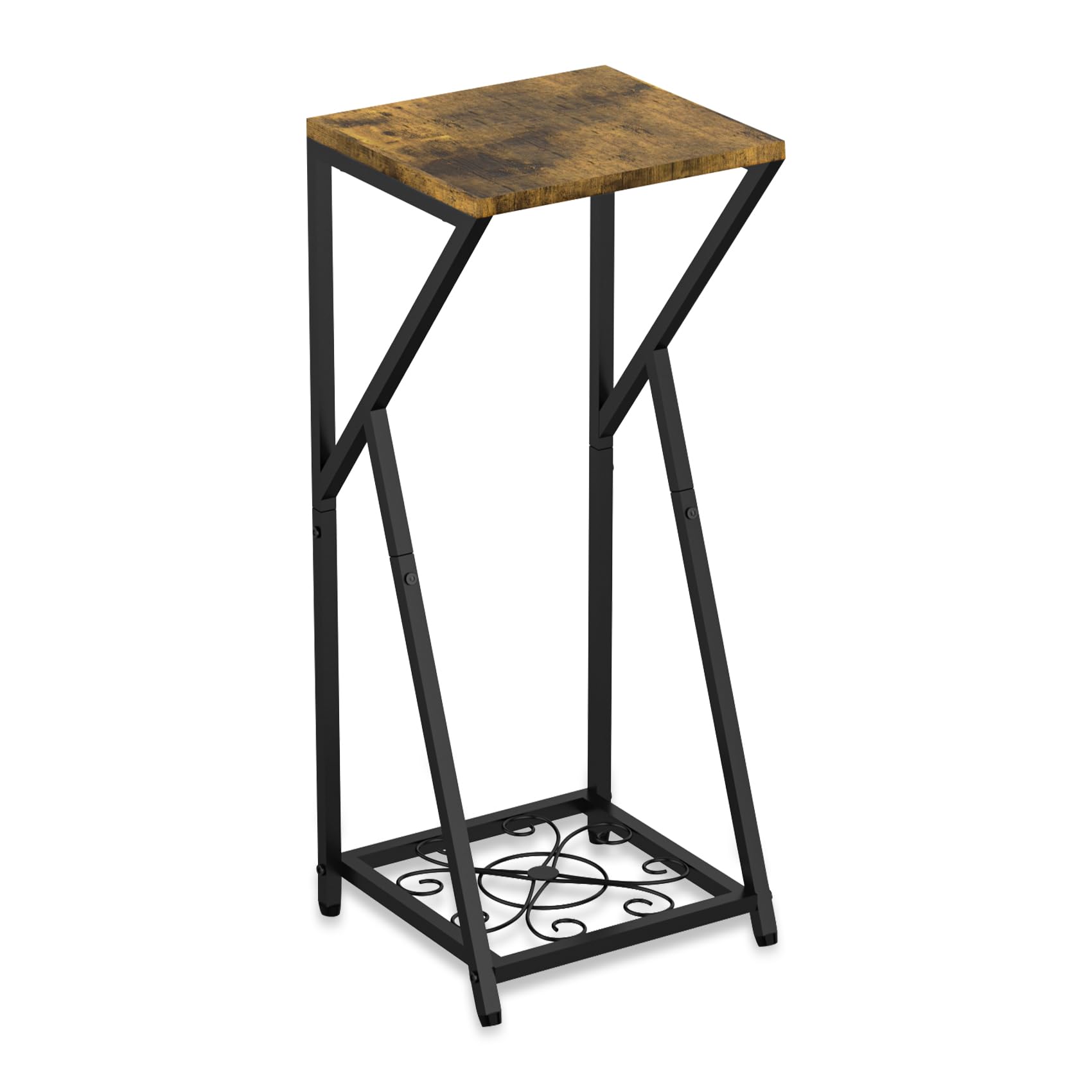 Soporte Plantas Interior de Metal Madera, Estanteria para Plantas de 2 Niveles, Pedestal Maceteros Decorativo Moderno para Sala de Estar, Terraza, Esquina, Balcón, Jardín