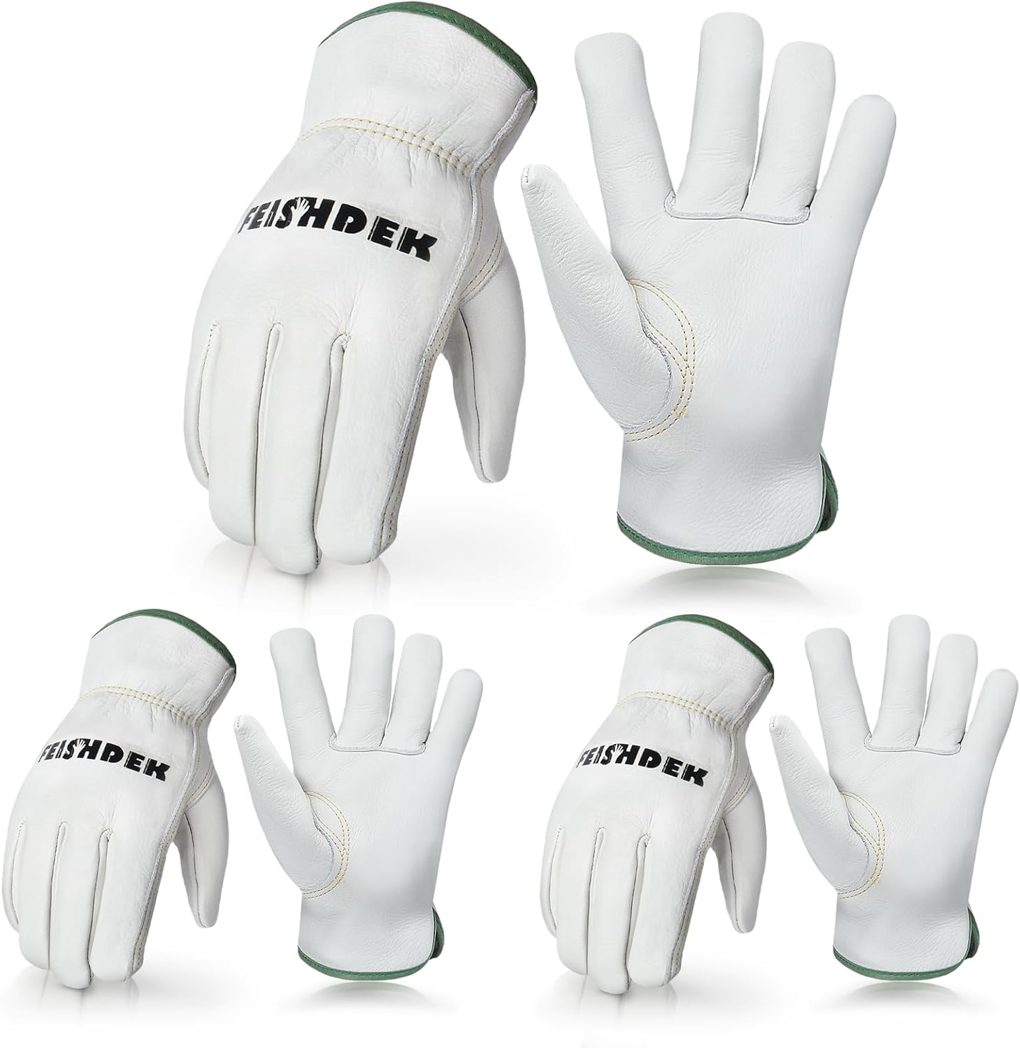 Cowhide Leather Work Gloves for Men & Women, Durable for Heavy Duty Construction, Gardening, Ranch, Farm Gloves