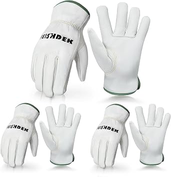 Cowhide Leather Work Gloves for Men & Women, Durable for Heavy Duty Construction, Gardening, Ranch, Farm Gloves