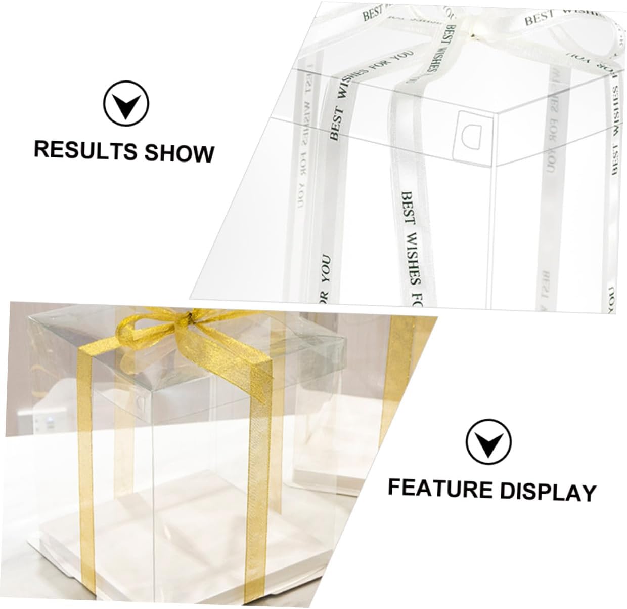5pcs 8-inch Square Cake Box Set with Lid Food-grade Plastic Cake Storage Container for Birthday and Party Wrapping Packaging Box with Ribbon