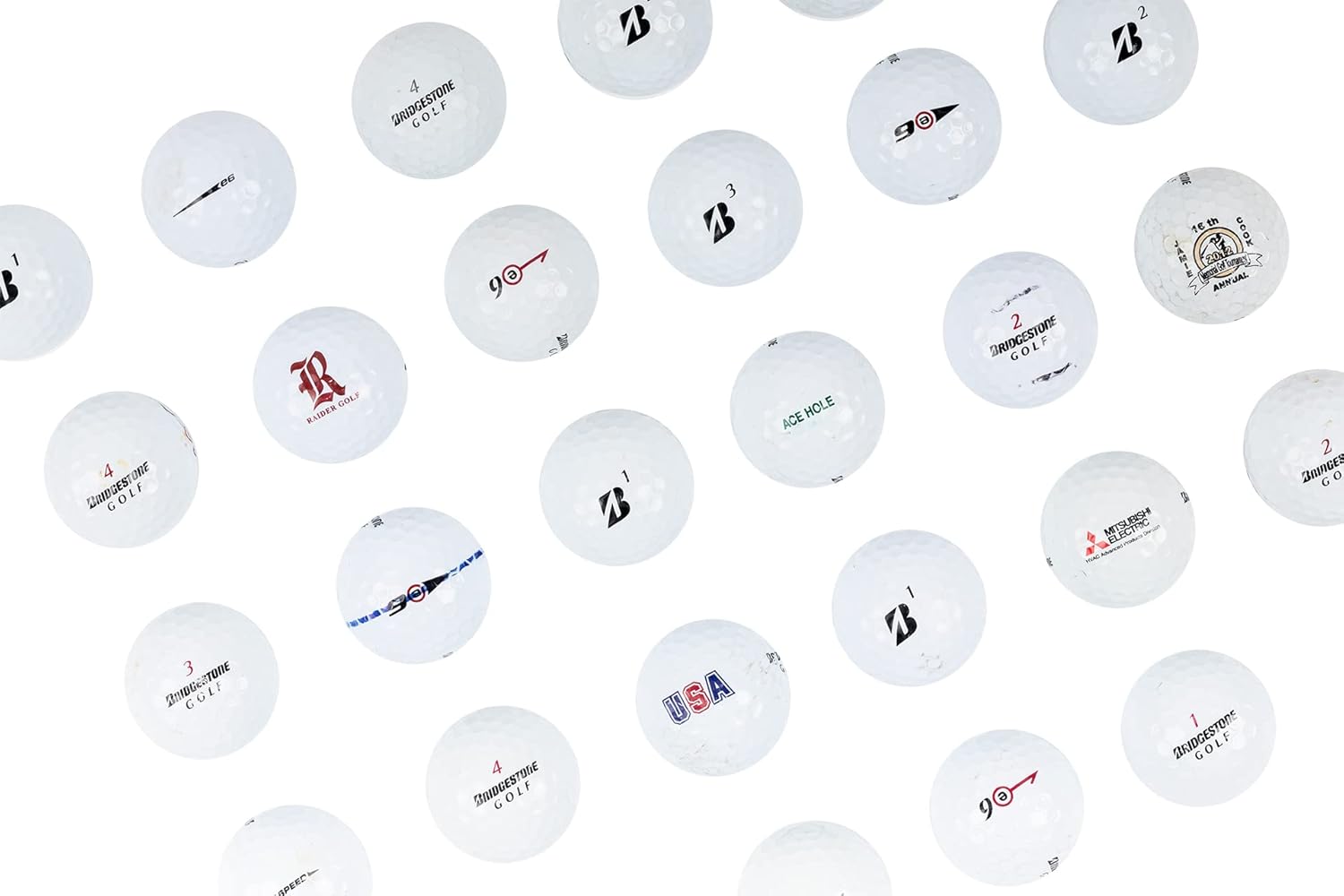 Clean Green Golf Balls 12-48 Recycled Used for Bridgestone e6 Golf Ball Mix - Good Condition Graded for Bridgestone Golf Balls - Includes Recycled & Used Golf Balls and Mesh Carrying Bag