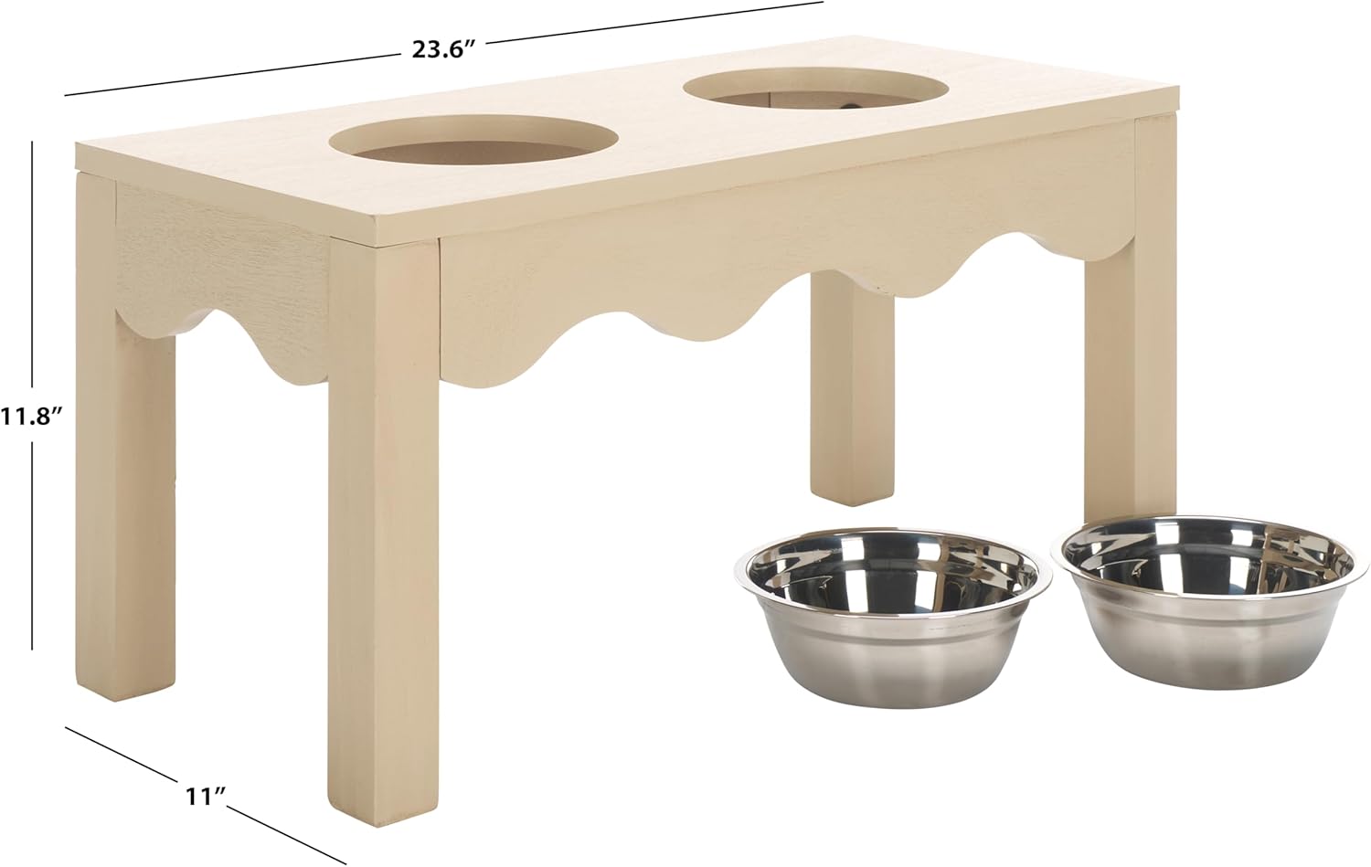 SAFAVIEH Home Collection Lilith Natural Brown Elevated Raised Pet Feeder Dog Bowl Stand