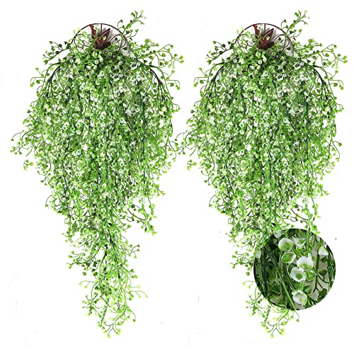 Recutms 4 Pcs Faux Vines Hanging Flowers Artificial Decor Fake Hanging Plants Artificial Hanging Plants Indoor And Outdoor Garden Hanging Plants Decoration（White） #TOP12