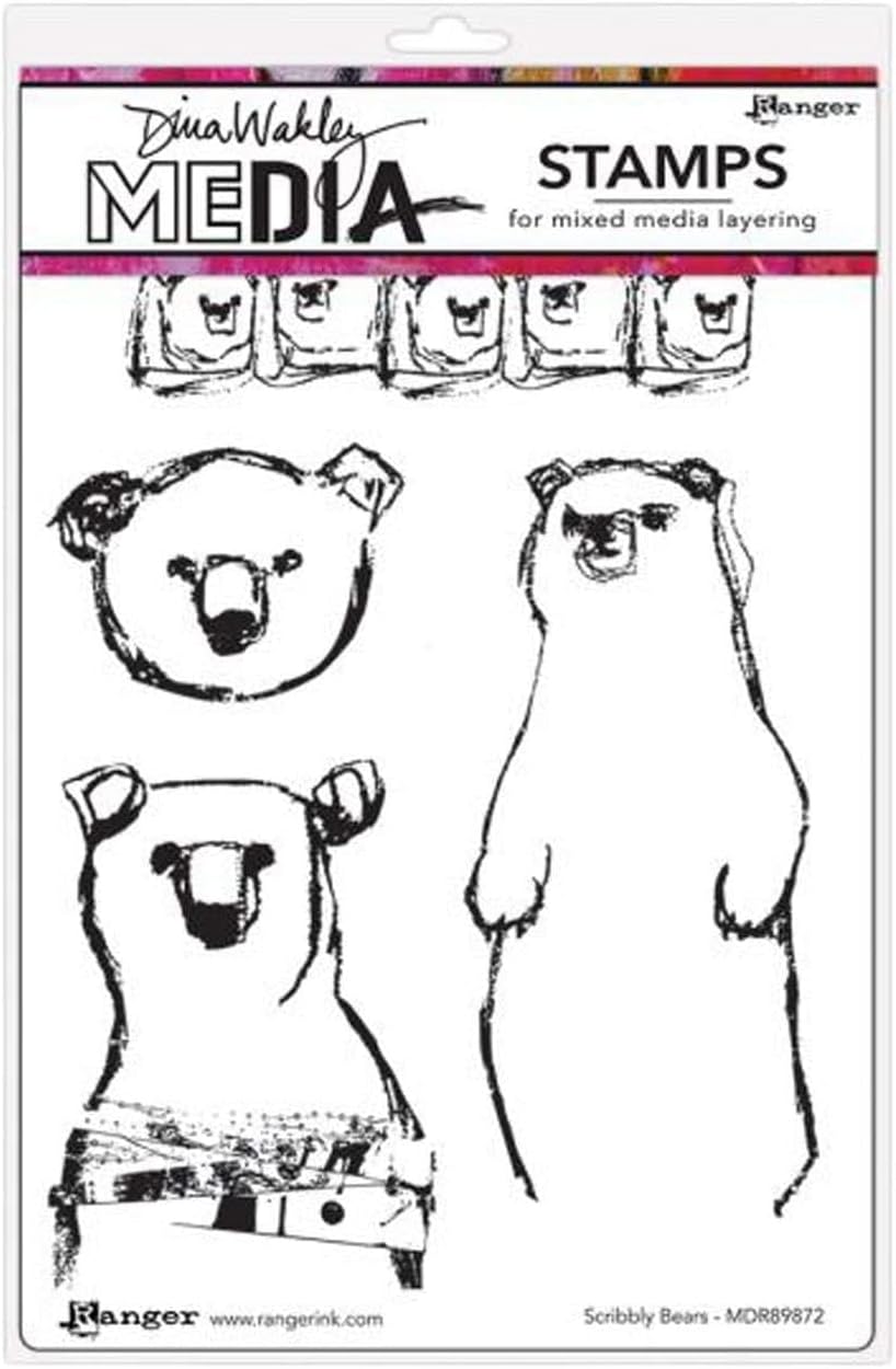 Scribbly Bears Rubber Stamp by Dina Wakley Media