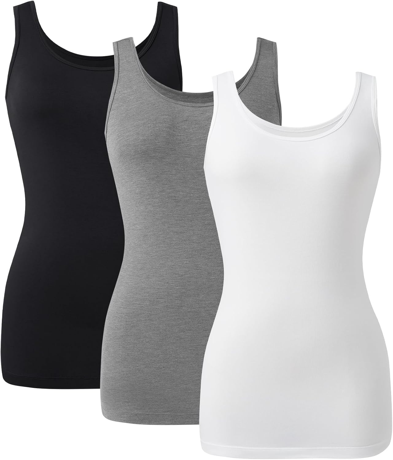 DAVID ARCHY Women's Cotton Camisole Tops Long Tank Top for Women 3 Pack