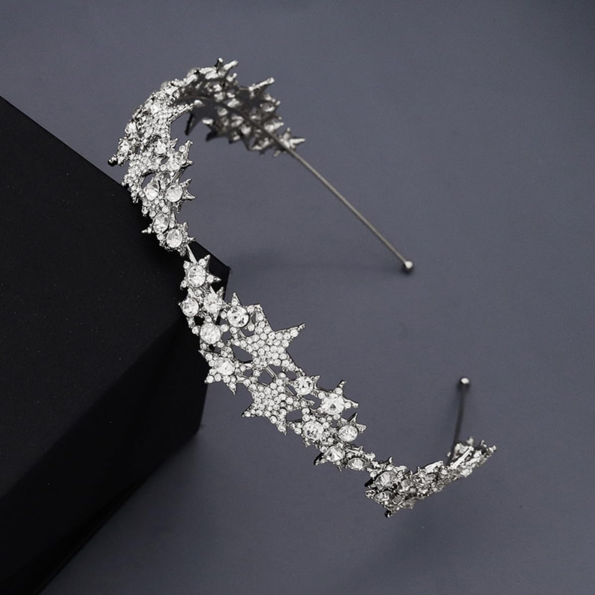 VICASKY Silver Star Rhinestone Alloy Circlet for Women Bridal Photoshoots