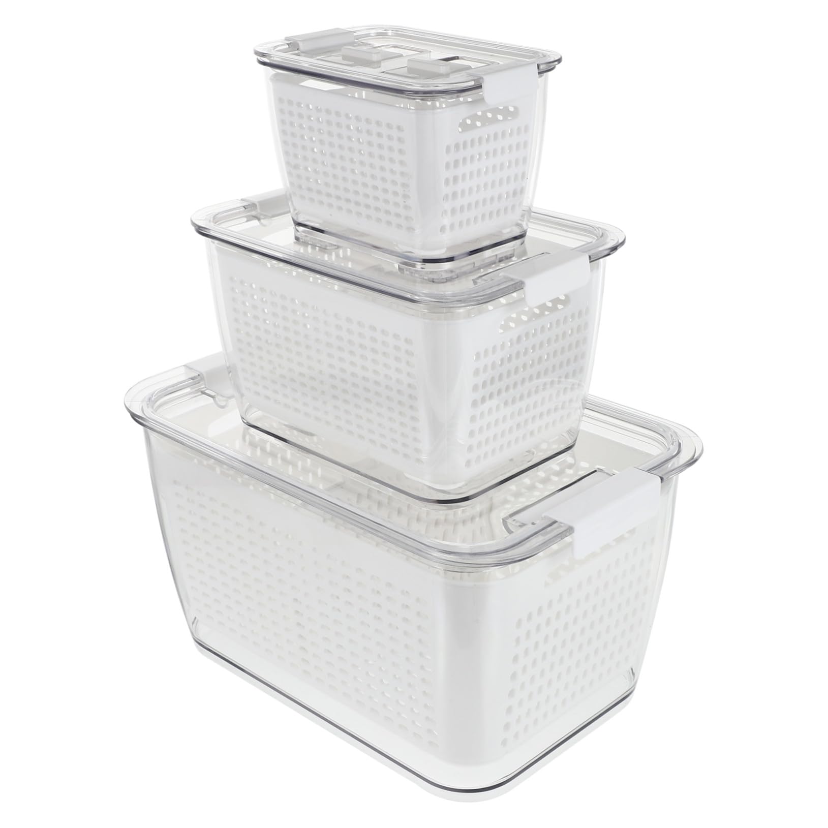 VICASKY Lebensmittelbox mit Deckel für Küche und Restaurant Frischebox aus Pet und Pp mit Ablaufsieb und Griffdesign Luftdicht Verschließbar und Frischhaltend