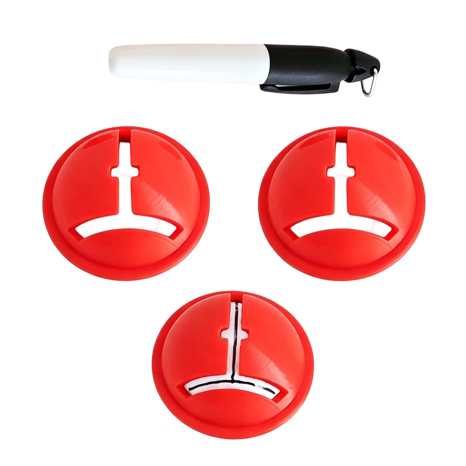 3Pcs Golf Ball Markers and 1Pcs Marker Pen, Portable Golf Ball Line Marker