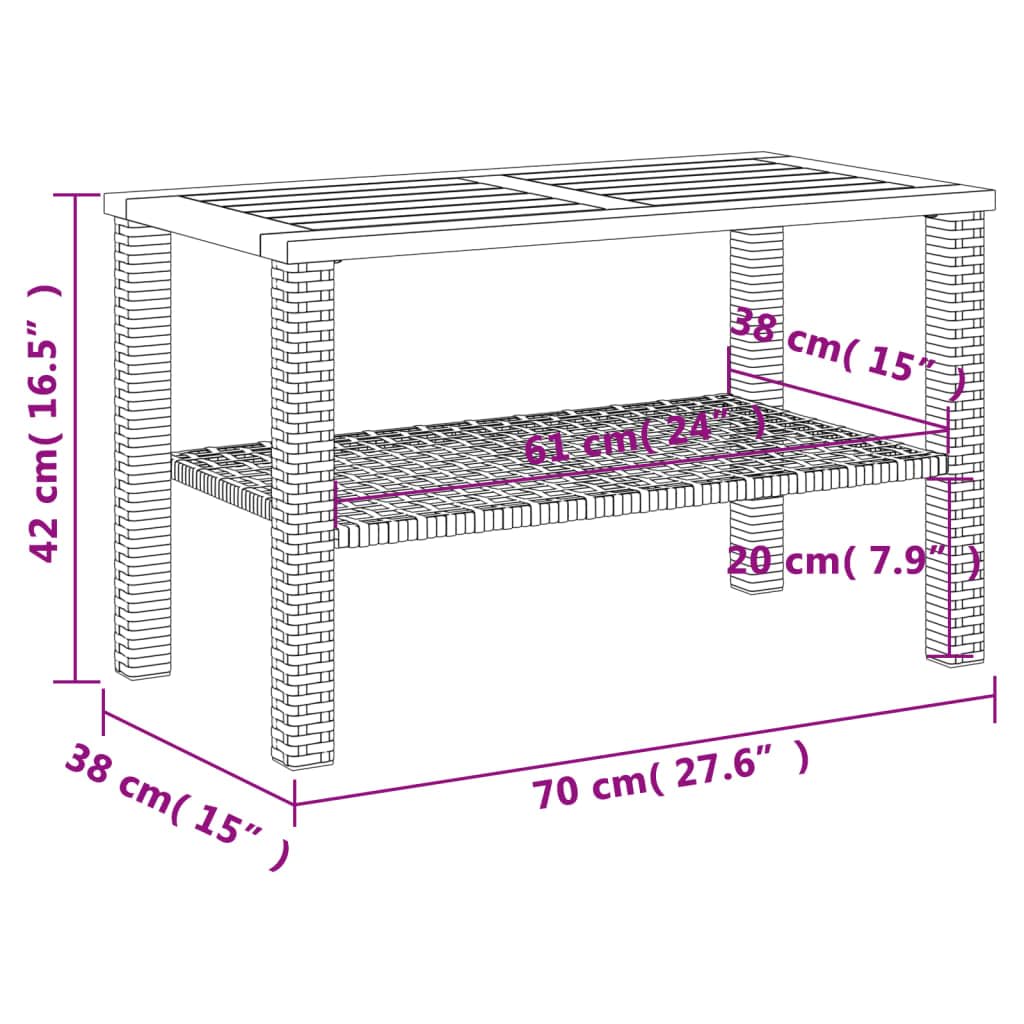 vidaXL Table de Jardin Beige 70x38x42 cm résine tressée et Bois Acacia