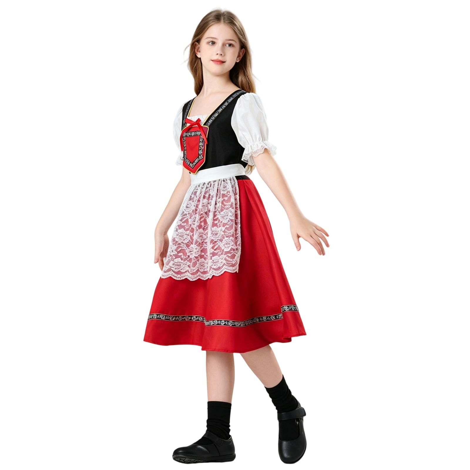 Kinder Bauernkleid Mädchen Kostüm Landhaus Kleid Vintage Stil
