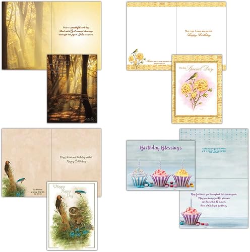 Miniatura 3 de 24 tarjetas de cumpleaños con la versión King James Scripture, Religious Blessings en caja surtido con sobres