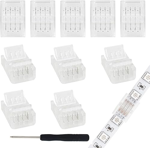 RGBZONE 10 conectores LED de 4 pines, conector RGB de tira a tira para 0.394 in, resistente al agua o no impermeable, SMD 50503528 RGB luces de tira