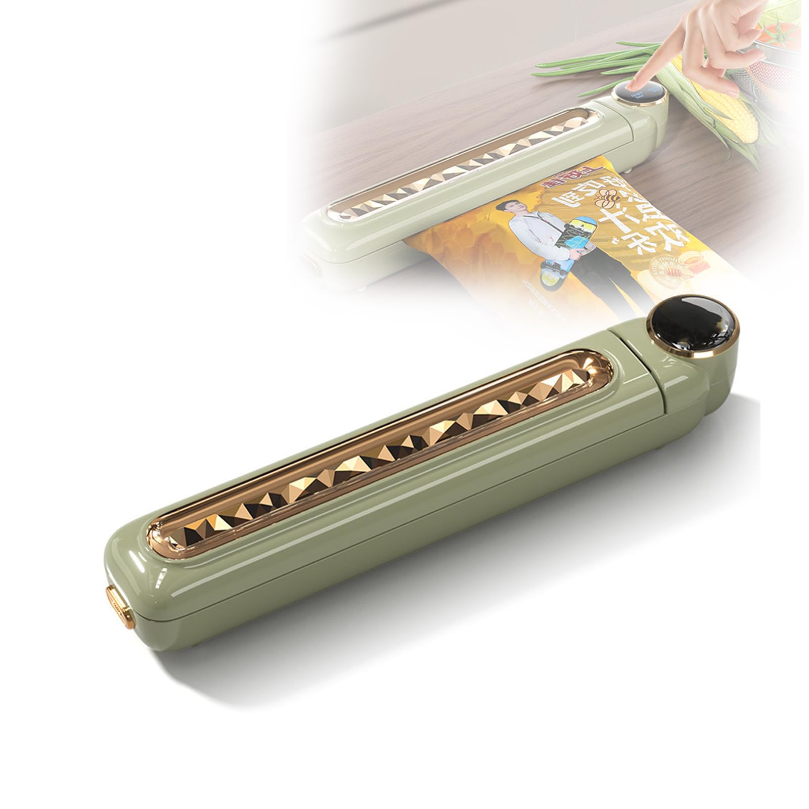 FHRKA Automatic Vacuum Pack Machine, Vacuum Sealer Machine with 50Pcs Vacuum Sealer Bags, touch Sealing Fully Automatic Vacuum Machine Has (Green 10* Sealer Bags)