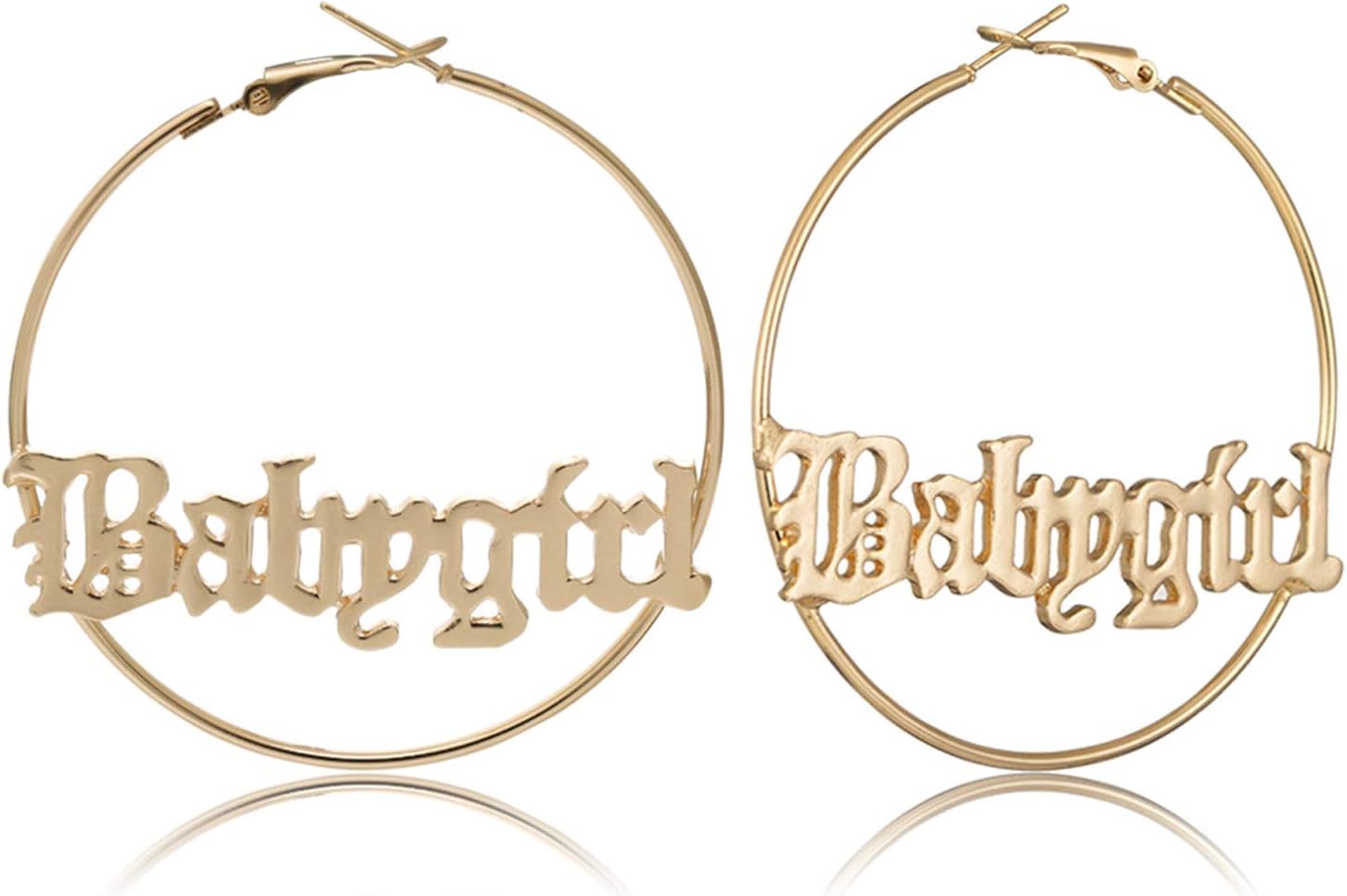 Fashion Retro Baby Word Hoop Earrings Hip-Hop Golden Big Hollow Round Circle Letter Earrings Exaggerated Personality Geometric Punk Party Jewelry for Women Fashion Retro Baby Word Hoop Earrings Hip-Hop Golden Big Hollow Round Circle Letter Earrings Exaggerated Personality Geometric Punk Party Jewelry for Women