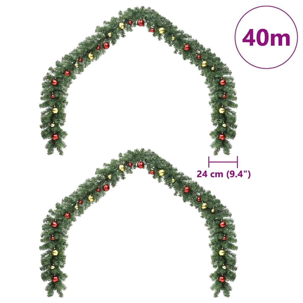 Weihnachtsgirlande mit 600 LEDs, 2 Stück Grün PVC Tannenbaum Dekoration, 2 x 20 m Girlande mit USB-Lichterkette, wetterbeständig für drinnen und draußen, festliche Advents- und Wintersaison