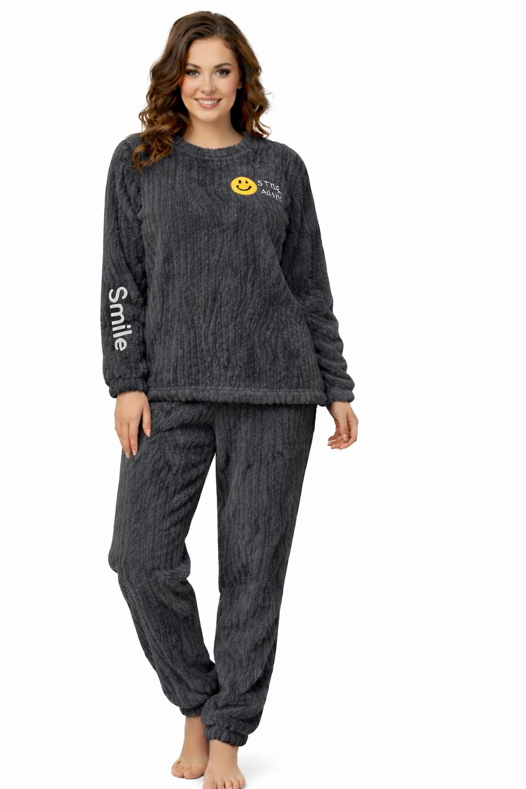 Winter night suiteTrack suit| Long Sleeve Top and Jogger Pants, Cozy Winter Nightwear| Woolen Track suite |Women Track suite (IN, Alpha, M, Regular, Black)-image-44