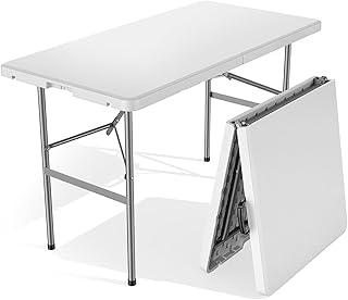 Sweetcrispy 4 FT Folding Picnic Table Easy to Fold and Store, Foldable T...