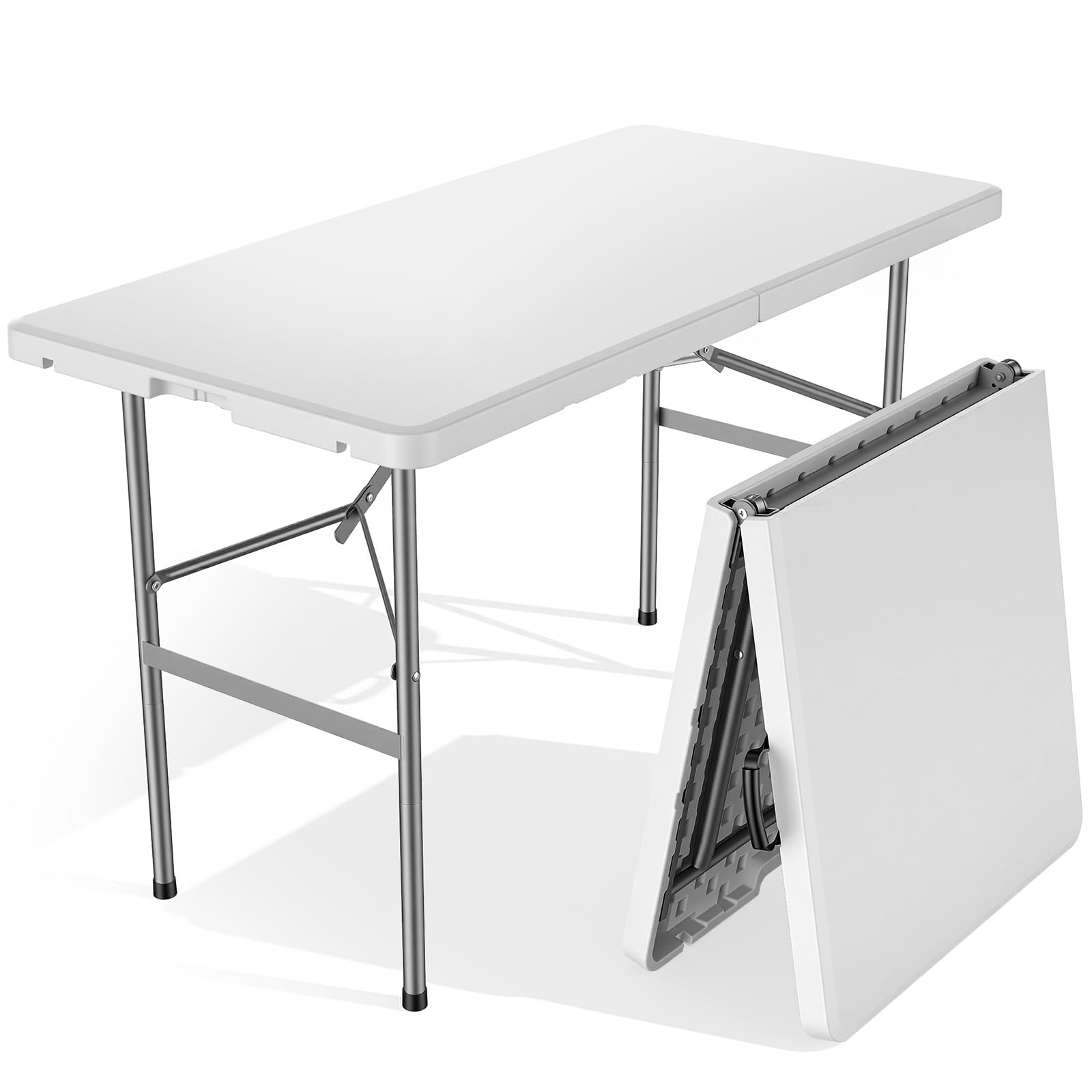 Sweetcrispy 4 FT Folding Picnic Table, Easy to Fold and Store