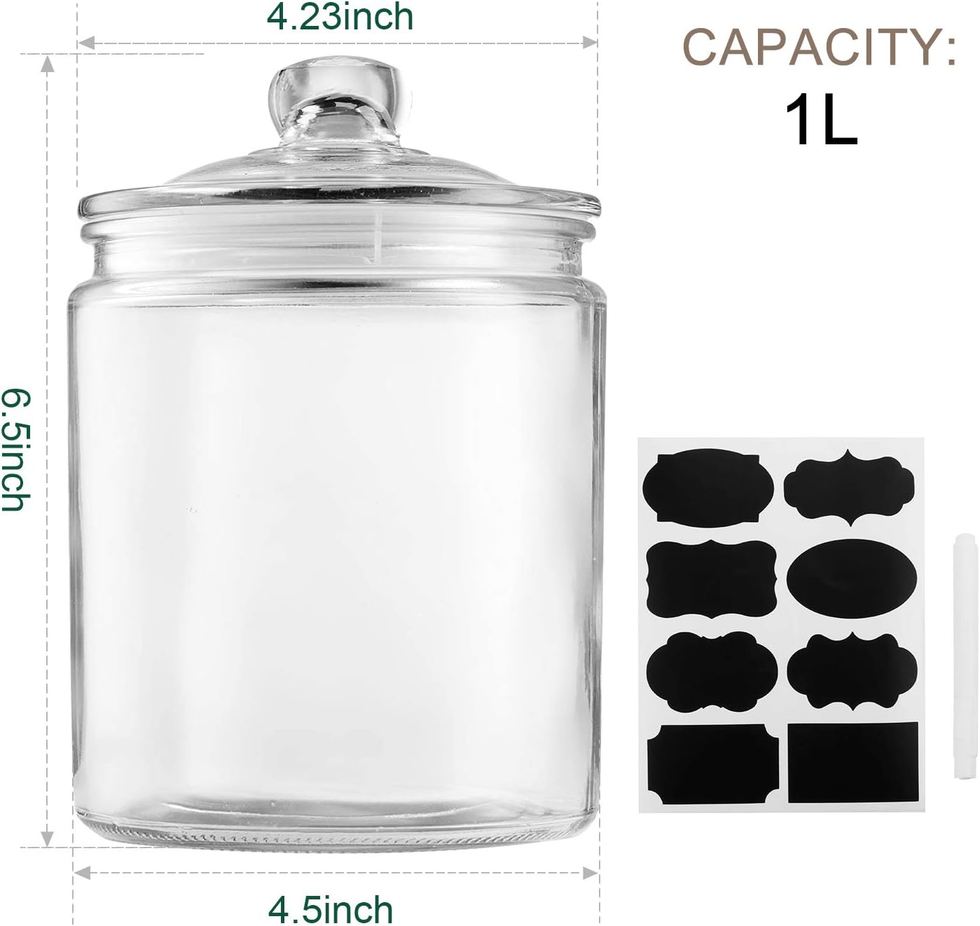 Glass Jars 32oz,Maredash Candy Jar with Lid For Household,Food Grade Clear Jars (6 Pack)