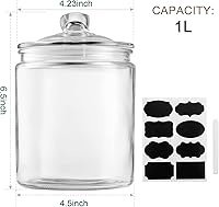 Vista 2 de Tarros de vidrio de 32 onzas, tarro de dulces de Maredash con tapa para el hogar, tarros transparentes de grado alimenticio (paquete de 6)