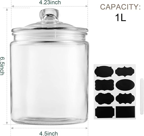 Maredash Glass Jars 32oz, Candy Jar with Lid 6 Pack