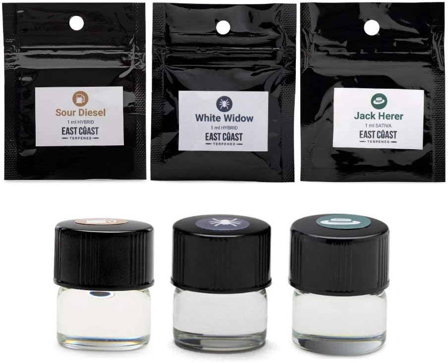 East Coast Terpenes - 1 mL Sample 3-Pack - Jack Herer, White Widow, Sour Diesel - 100% Pure Organic Solution