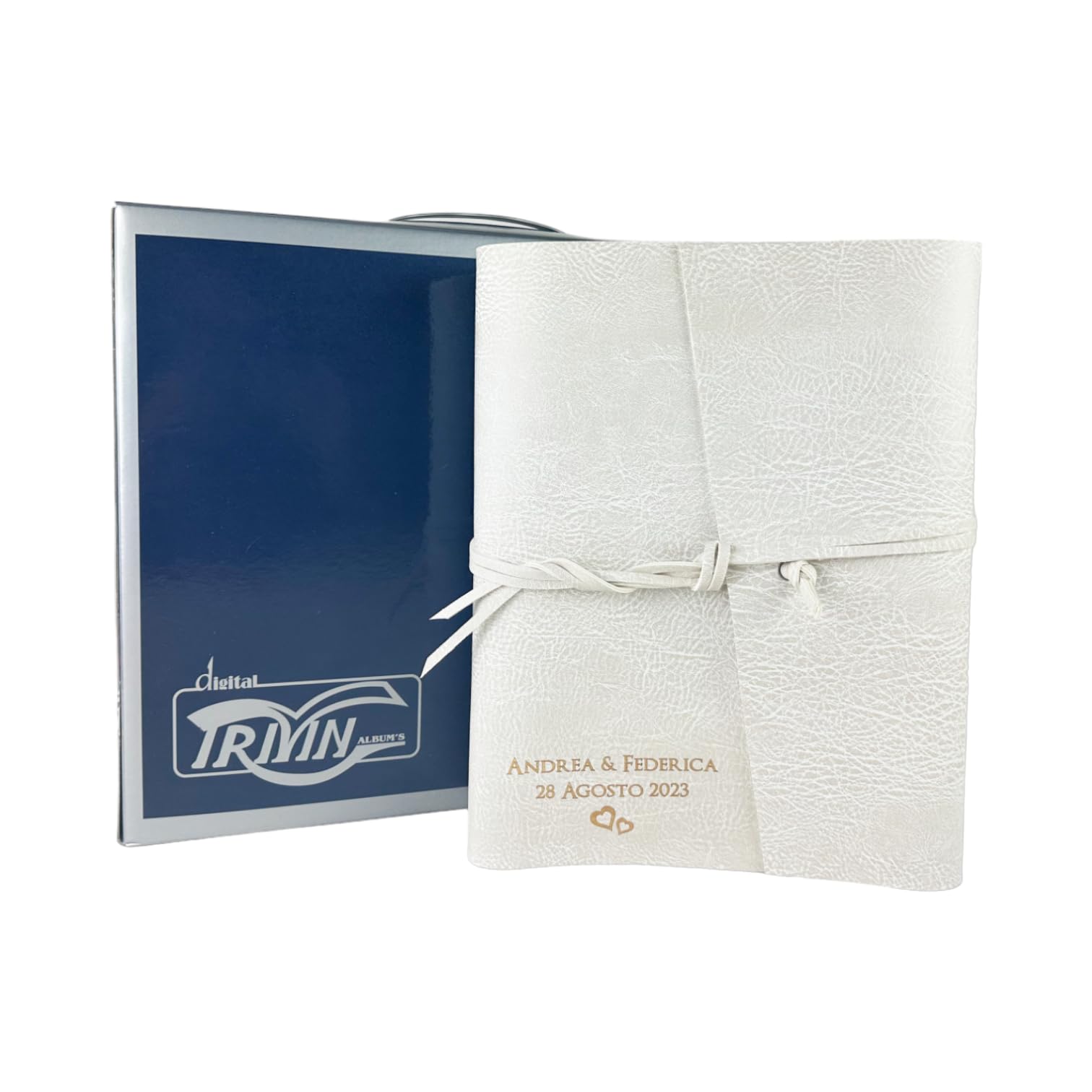 Álbum de fotos – Double Vintage – piel sintética personalizable con grabado. Ideal para bodas, aniversarios y eventos (con grabado, polar - polar)