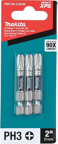 Miniatura 6 de Makita E-00789 Impact XPS #3 Phillips 2" Power Bit, 3pk