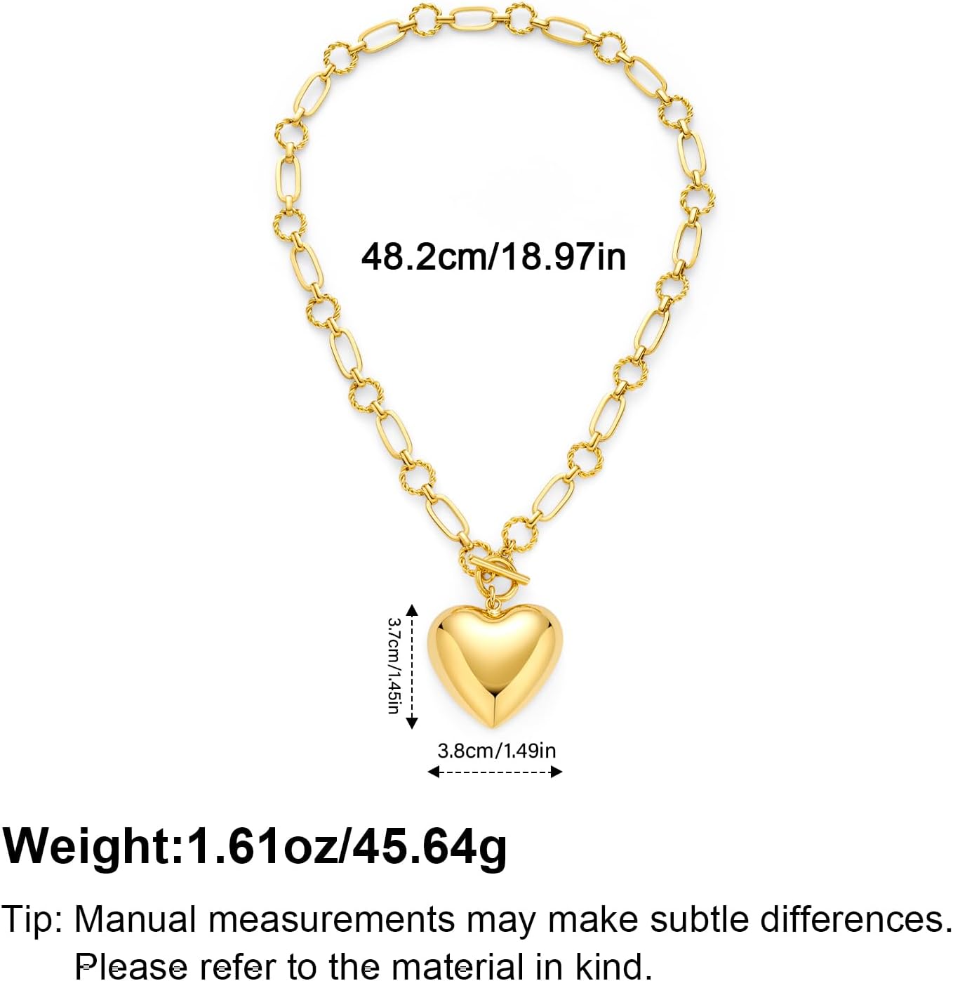 Chunky Necklace for Women 18K Gold Plated Puffy Heart Star Cross Pendant Necklaces Statement Trendy Jewelry Gifts - Image 5