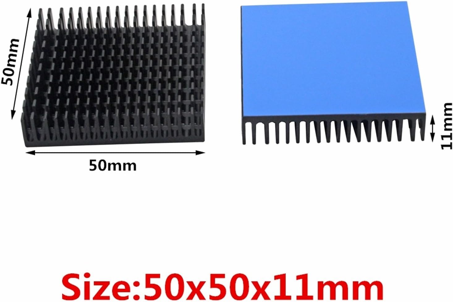 7 Model Aluminum Heatsink Heat Sink Radiator Cooling Cooler for Electronic Chip IC LED Computer with Thermal Conductive Tape(50x50x12.8mm-Black)