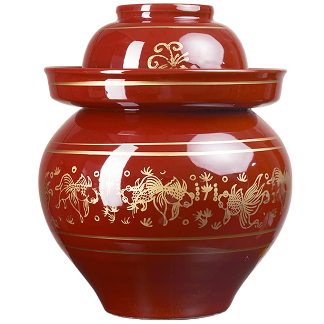 Tradycyjny chiński ceramiczny garnek do fermentacji, słoik do kiszenia z pokrywką z uszczelką wodną, duży pogrubiony ceramiczny słoik do kiszenia, pojemniki do przechowywania kimchi 8 kg (2,5 kg
